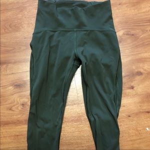 lululemon athletica Pants - Lululemon cropped olive green leggings, mesh panel lululemon athletica Pants - Lululemon cropped olive green leggings, mesh panel